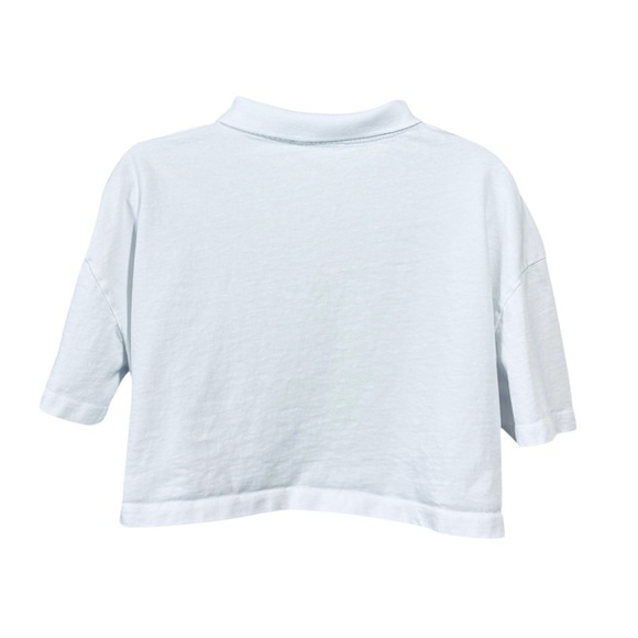 ZARA, White Cropped Polo Top, Size Large - Picture 6 of 7